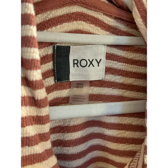 Roxy Women's Striped Pullover Hoodie Cream/Orange Size S - Picture 3 of 3